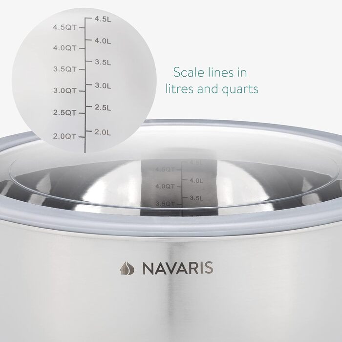 Navaris Stainless Steel Bowl Set with Lid - 3-Piece Mixing Bowl Salad Bowl - Stainless Steel Bowl Bowl Set Container in Grey
