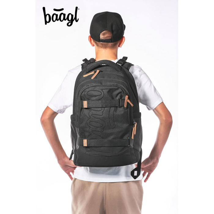 Шкільний рюкзак Baagl Set для хлопчиків та дівчаток-підлітків (5 предметів): рюкзак Skate MAX, пенал, спортивна сумка, бананка, ергономічний, 30 л (Darkness)