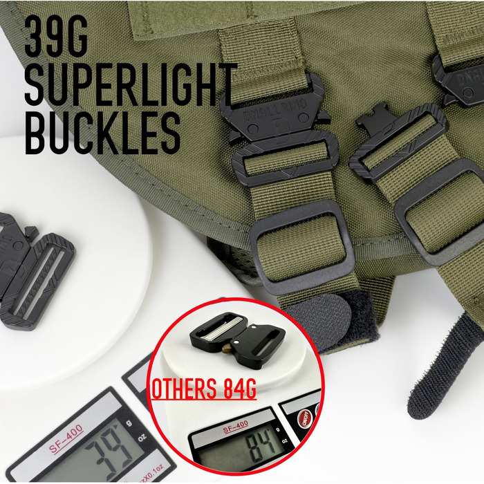 Тактичне обіднє повід для собак, навантажувальне обіднє повід для середніх та великих собак, дихаюча сітка, регульоване обіднє повід для службових собак з металевою застібкою 39г для тренувань, прогулянок (Зелений, L(Окружність шиї: 46-63см, Окружність гр