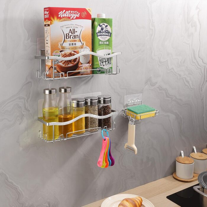 ALOCEO Shower Shelf - 3 Piece, Rustproof Shower Organizer, Shampoo Holder for Shower, Silver
