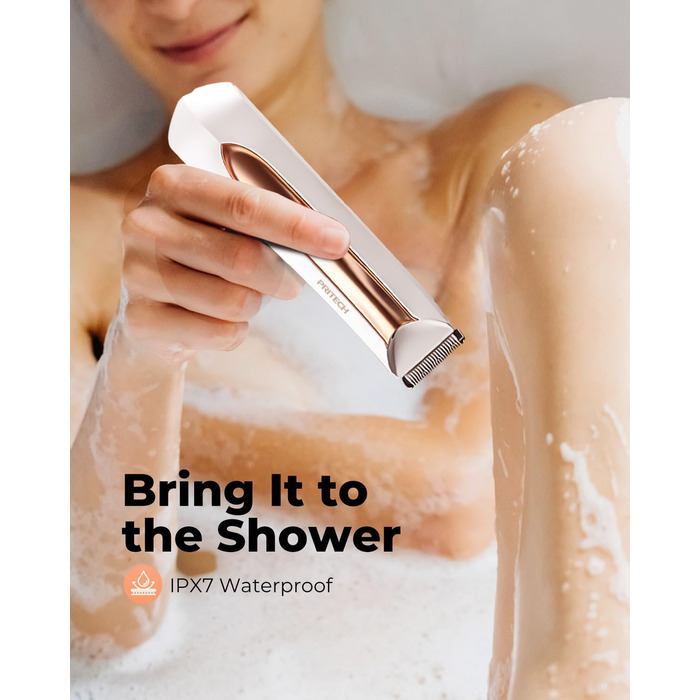 Електричний жіночий тіло-тример PRITECH для бікіні. Вологозахищений (IPX7), USB, з зарядною станцією