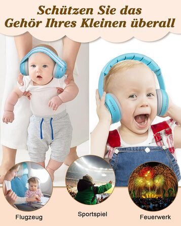 Навушники для захисту від шуму Lilian&Gema для немовлят - 2 в 1, блакитні