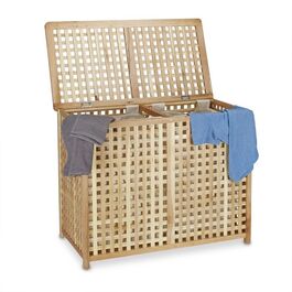 Relaxdays Laundry Hamper Duo Walnut