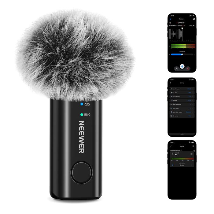 NEEWER Бездротовий петличний мікрофон KM23B: 48kHz/24Bit, 8 годин роботи, шумозаглушення, USB-C, сумісний з DJI, Insta360, iPhone, Android, PC