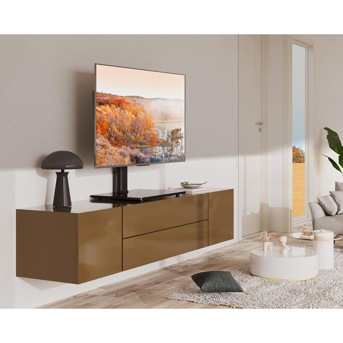 FITUEYES Adjustable TV Stand for 32-65 Inch TVs - Swivel & Height Adjustable - VESA 600x400 - White/Black