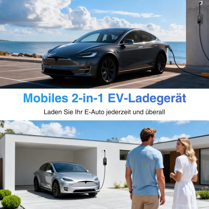 Зарядний кабель Type 2 Schuko 3.68kW 6-16A для електромобілів та PHEV, 7м, LCD дисплей, IP65