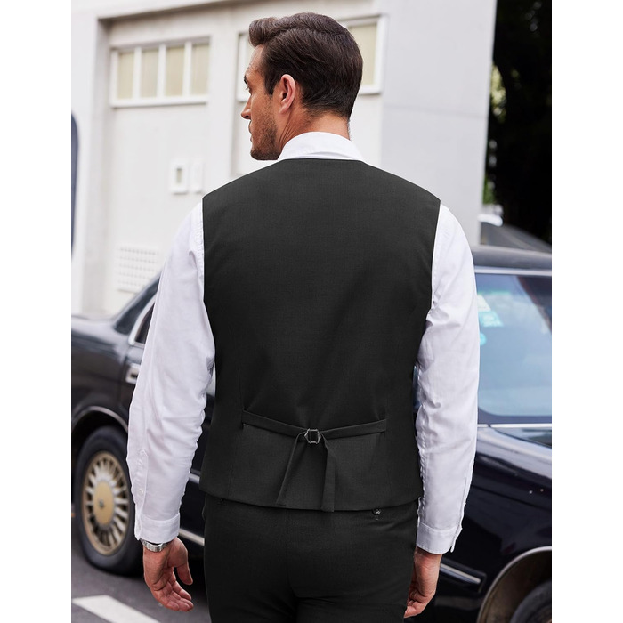 Жилет чоловічий COOFANDY стильний, в клітинку, Slim Fit, чорний - для весілля та ділових зустрічей