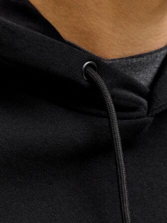 Чоловічий однотонний худі Jack & Jones з капюшоном, чорний, розмір XL