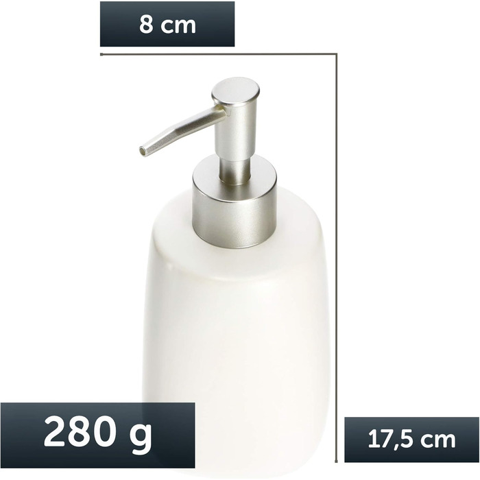 Дозатор мила KADAX: керамічний диспенсер для мила, мийного засобу та лосьйонів для ванної/кухні