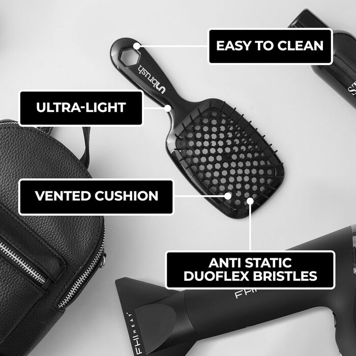 Щітка для розплутування волосся FHI Heat Unbrush, для мокрого та сухого волосся, чорна