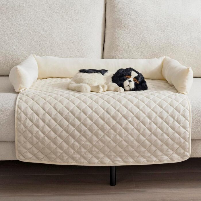 OKYUK Dog Beds Dog Cushion - Sofa Protector, Handcrafted Washable Dog Bed, Dog Cushion, Couch Cushion, Fluffy Dog Mat for Large, Medium & Small (75 x 75cm) (90 x 90 cm, Beige)