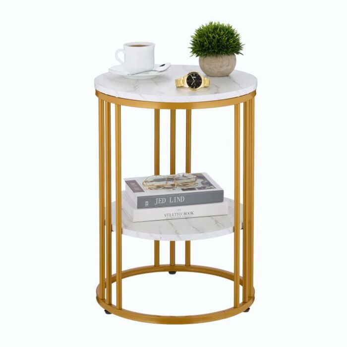 Relaxdays Side Table with Marble Look