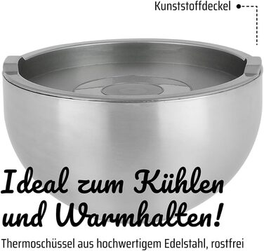 GSW 824019 Thermoset with Plastic Lid, 6-Piece, Stainless Steel, Silver, 26 cm, 6 Units