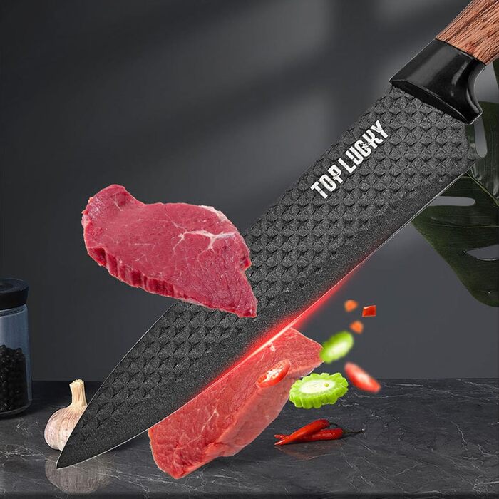 Набір ножів Messer Set 6 предметів, чорний, з підставкою, з нержавіючої сталі, антипригарне покриття, для кухні, ресторану, пікніка