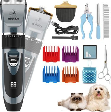 Електрична машинка для стрижки собак та котів, тиха, USB, бездротова, акумуляторна, для собак та котів (Блакитна)