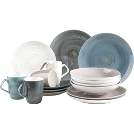 Набір кавових чашок MÄSER Derby Premium для 4 осіб, 12 шт. (з підставками), гастрономічна якість, сучасний дизайн, пастельні кольори