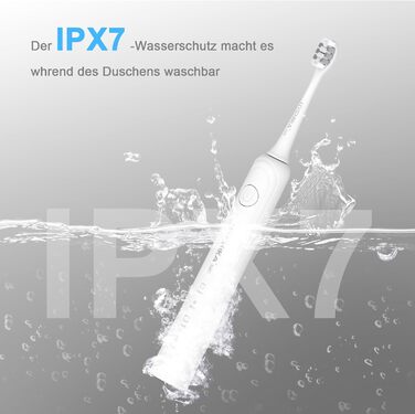 Електрична зубна щітка для дорослих з акумулятором 240 днів, 8 насадок, 3 режими, таймер 2 хв, IPX7 водонепроникна, біла