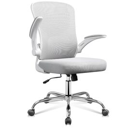Офісний стіл DEVAISE: ергономічний крісло з регульованою підтримкою попереку та відкидними підлокітниками, регульована висота, білий, до 136 кг, без підголівника