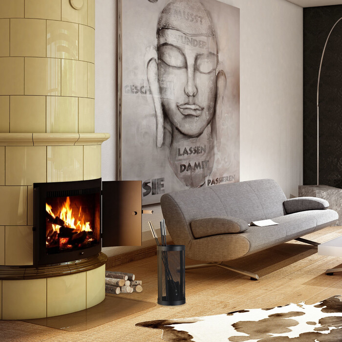 Relaxdays Fireplace Tool Set, 5-Piece in Bucket