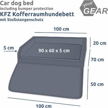 Валіза для собак Your Gear Termoli 100x70 см - захист для багажника авто, Oeko-Tex, миється - преміум захист багажника, кошик для собак, килимок для собак, туристичне ліжко для великих та малих собак