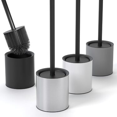 Тойлетний щітка SAVEGA з силікону та нержавіючої сталі - антибактеріальна, з тримачем, захист від бризок