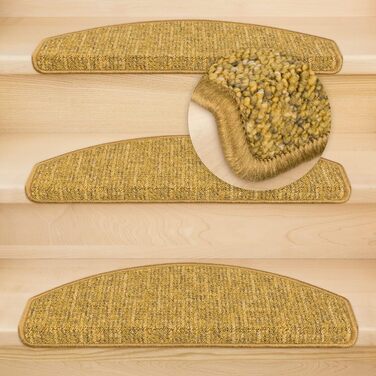Ступінчасті килимки Kettelservice-Metzker Altona напівкруглі | Одинарні та набори I Килимки на сходи, золотий колір, 26 шт.