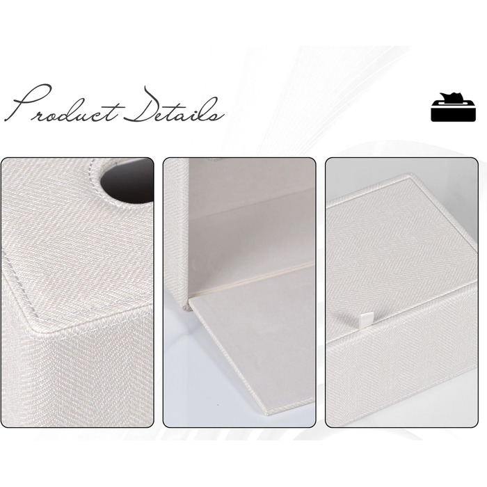 GOLRANLYE Tissue Box Rectangular PU Leather Cosmetic Tissue Dispenser Box Holder for Dresser Bathroom Decor (Dark Gray) (Linen Beige)