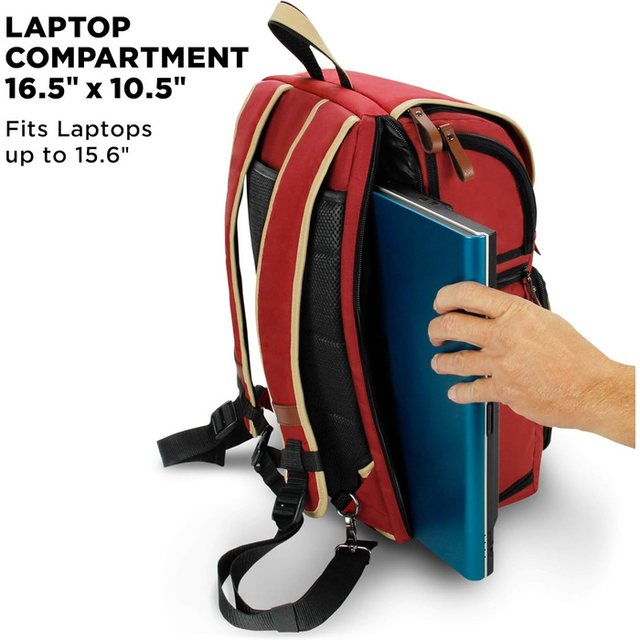 GOgroove Рюкзак для камери: DSLR рюкзак для подорожей, з відділенням для ноутбука та штатива, вологостійкий, червоний