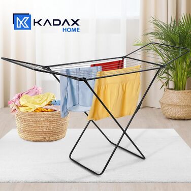 Сушарка для білизни KADAX з крилами, 18/23м, сталева, складна (біла/чорна)
