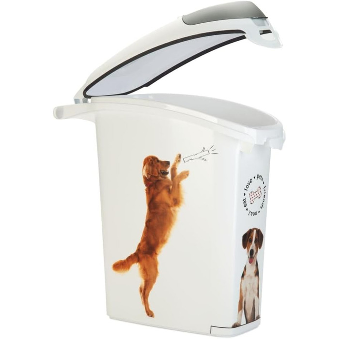 Контейнер для сухого корму для собак CURVER, великий, герметичний, 23 x 50 x 50 см, 10 кг, білий