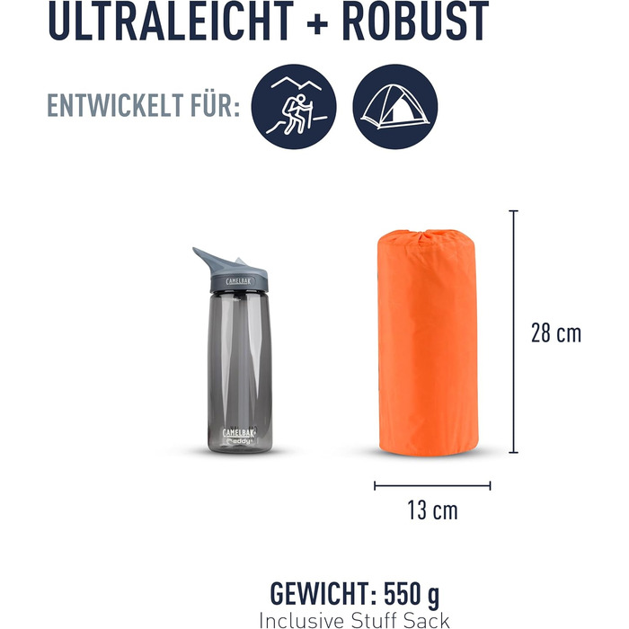 Килимок туристичний надувний Sea to Summit Ultralight Delta Core-V Regular, 2.5 сезони, оранжевий