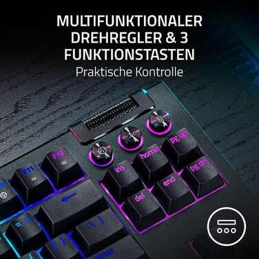 Механічна ігрова клавіатура Razer BlackWidow V4 TKL з зеленими перемикачами (RGB Chroma, 6 макро-клавіш, Doubleshot ABS-кейкапи, QWERTY US-розкладка)
