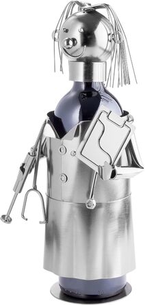 BRUBAKER Wine Bottle Holder Doctor - Metal Sculpture Bottle Stand - 20 cm - Wine Gift for Patients, Specialist Doctors, Medical Students for Studying - with Greeting Card