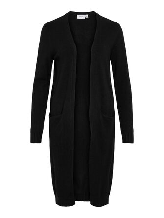 Жіночий кардиган Vila Viril Longline XXL чорний (Black) - в'язаний подовжений жакет