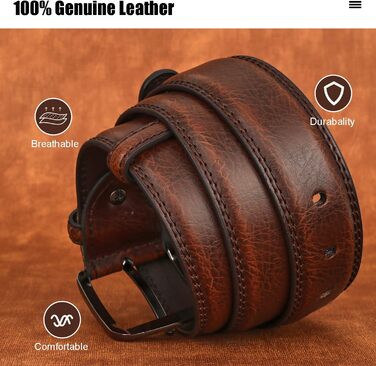 Чоловічий шкіряний ремінь GSG Since 1998 - класичний дизайн, 37 мм, для бізнесу та офіційних заходів, подарункова коробка, темно-коричневий