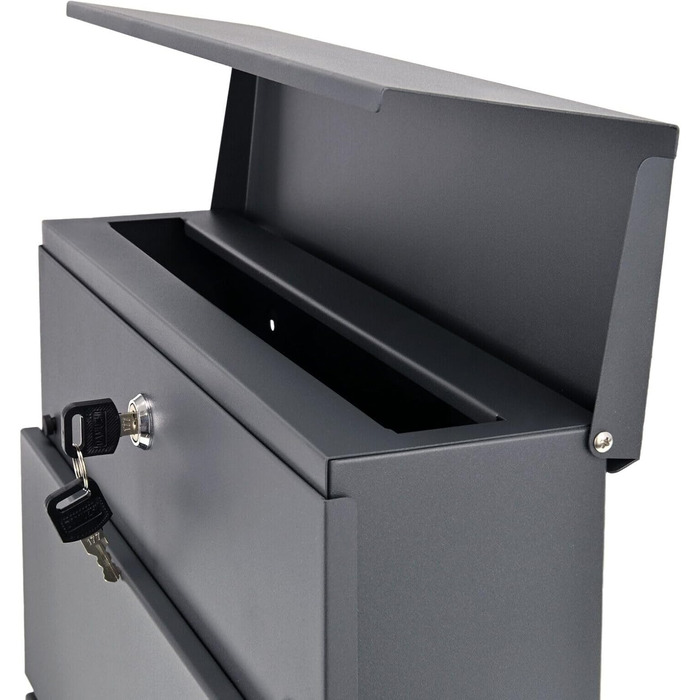 Поштовий ящик Verda з газетницею, нержавіюча сталь, антрацит, 2 ключі - дизайнерський настінний ящик з прихованим замком