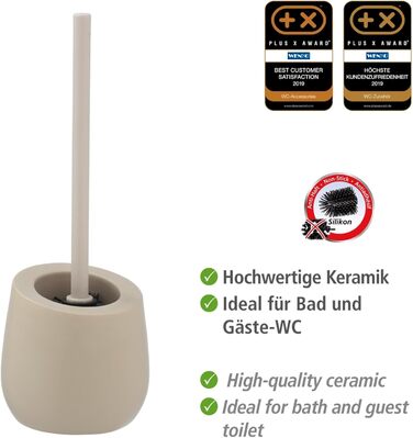 Набір для туалету WENKO Badi: тримач для щітки та очисник обідка, кераміка, бежевий