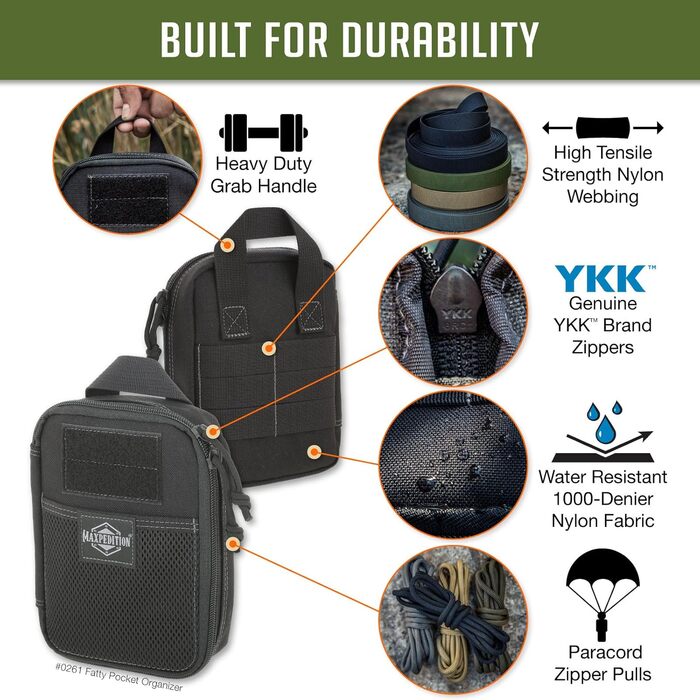 Органайзер Maxpedition Fatty Pocket, чорний, 20 см — кишенькова тактична сумка для спорядження