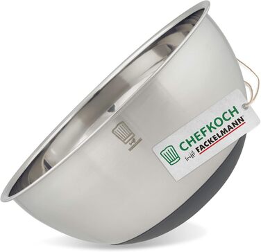 Нержавіюча чаша для кухні Fackelmann Chefkoch Bonn – 4.0 л з антиковзним дном, 1.25 л для салатів, тіста та іншого. Якісна, придатна для миття в посудомийній машині, діаметр 17.7 см, висота 8 см