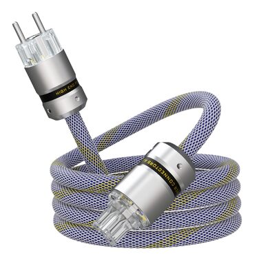 Audiофільний HiFi мережевий кабель живлення 10AWG з родієвим роз'ємом IEC320-C15, 125V/15A для підсилювача, сабвуфера та вінілового програвача, 1м