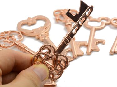 Makhry 50 Pcs Vintage Key Bottle Openers Wedding Key Skeleton Key Bottle Openers Wedding Favors Set with Pillow Boxes and Label (Rose Gold)