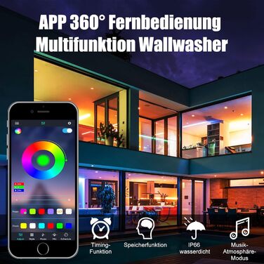 RGB LED Spotlight, 48W RGB Wallwasher Light, LED Bar Light Effects IP66 Waterproof Smart Party Lights with Remote Control and APP Control for Outdoor Indoor Tree Party Garden (1 Piece)