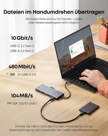 Хаб USB-C Anker 565 11-в-1: Док-станція з USB-A, HDMI 4K, DisplayPort, PD 85W, Ethernet, microSD, SD, для MacBook Pro та інших
