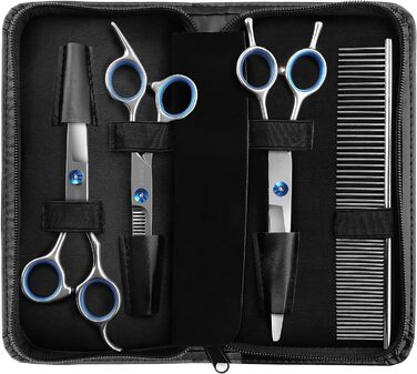 Професійний набір для догляду за собаками Bizzarre.ly – набір інструментів для грумінгу собак та домашніх тварин. Включає ножиці для шерсті, ножиці для фінальної обробки, вигнуті ножиці та гребінець для собак та котів.