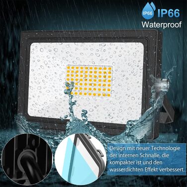 MEIKEE 60W LED Floodlights Outdoor Warm White 2700K 5200LM Super Bright 2 Pack Floodlights IP66 Waterproof Spotlights for Garden, Backyard, Driveway, Doors, Garage, Hallway
