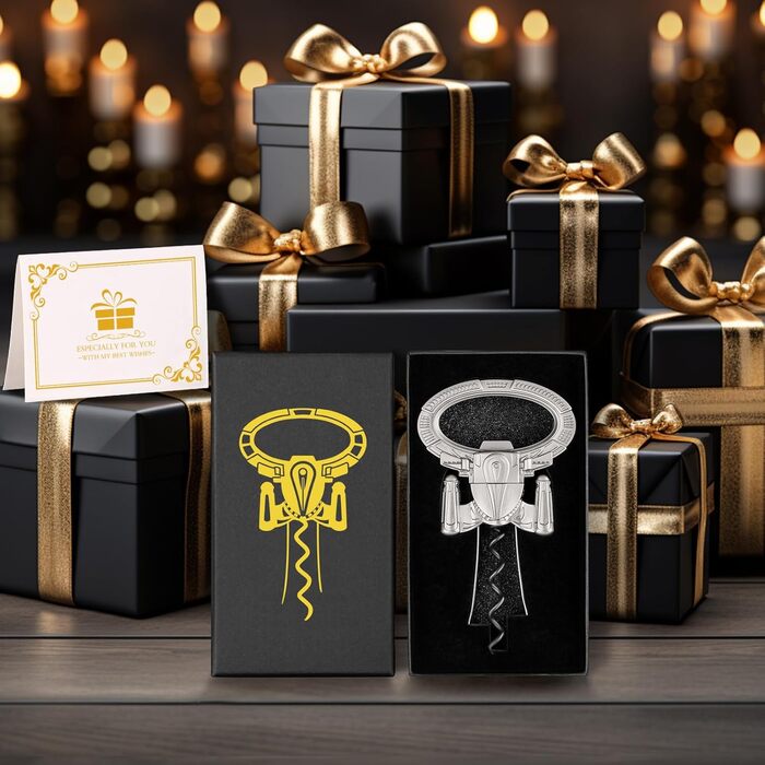 Відкривачка для вина LKKCHER з двома зубцями, для старих винних пляшок, відмінний подарунок для чоловіків, бронза (у подарунковій коробці та картці)