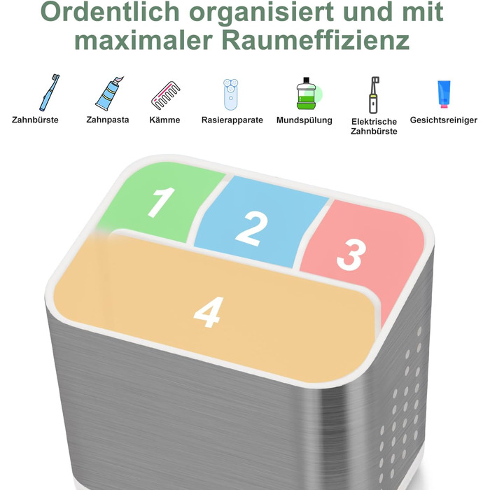 Тримач для зубних щіток електричних: органайзер для ванної кімнати, сірий