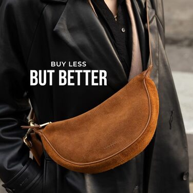 Сумка через плече Berliner Bags Luna, шкіряна жіноча напівмісяць, коричнева замша