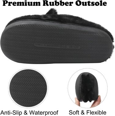 Теплі плюшеві тапочки Shaine для дому: жіночі та чоловічі, бавовна, котик, антиковзаючі, зручні (40/41 EU, Чорний)