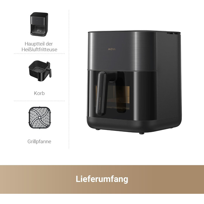 Фритюрниця аерофрі Mova AeroChef FD10 Pro, 6 літрів, з металевим корпусом